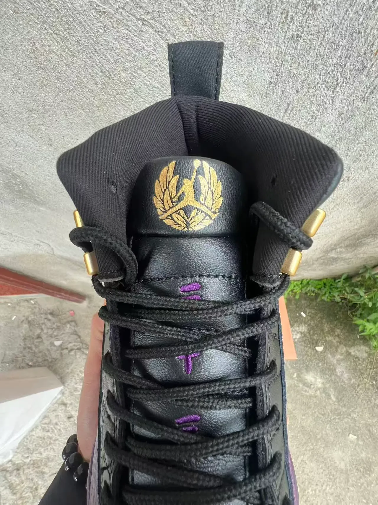 Air Jordan 12 Black Purple Gold Basketball Shoes 4