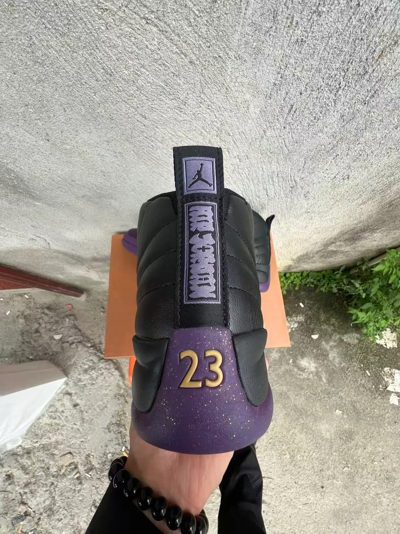 Air Jordan 12 Black Purple Gold Basketball Shoes 8