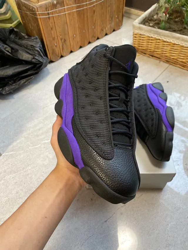 Air Jordan 13 काले बैंगनी बास्केटबॉल जूते 2