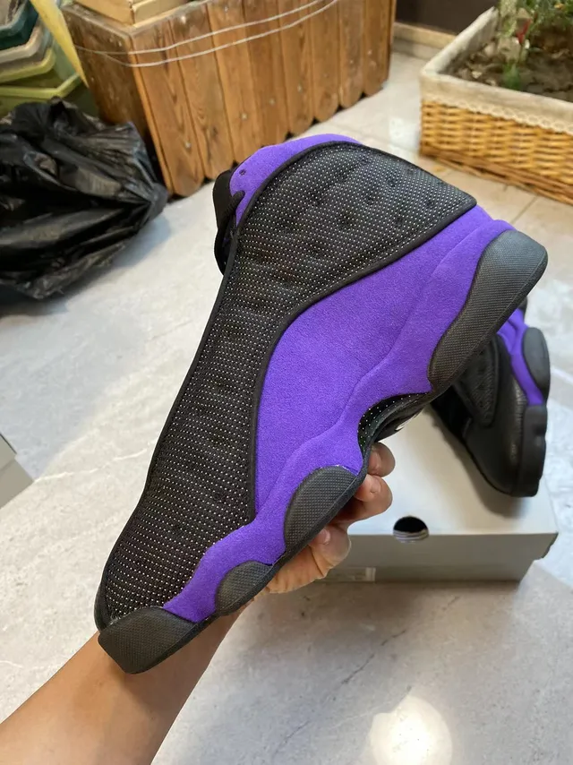 Air Jordan 13 काले बैंगनी बास्केटबॉल जूते 4