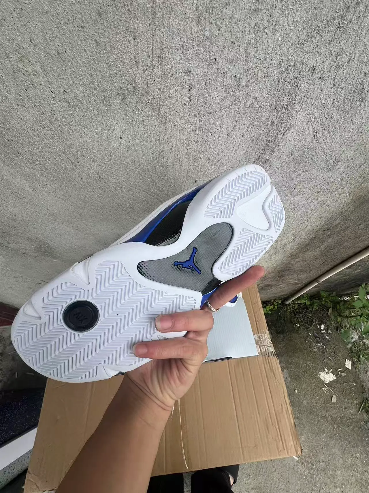 Zapatillas de baloncesto Air Jordan 14 blanco y azul real 6
