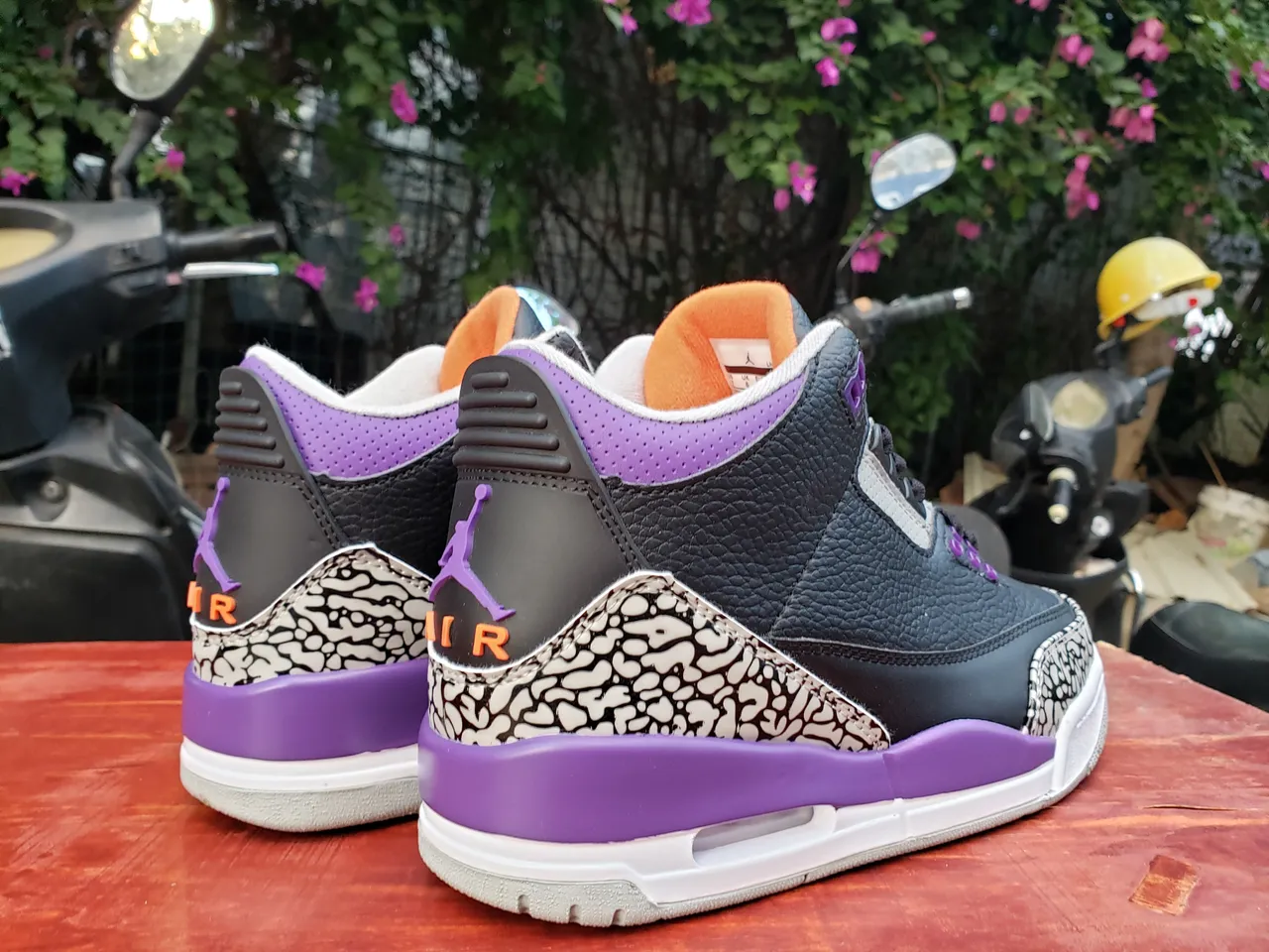 Air Jordan 3 黑色紫色水泥大象印花篮球鞋 2