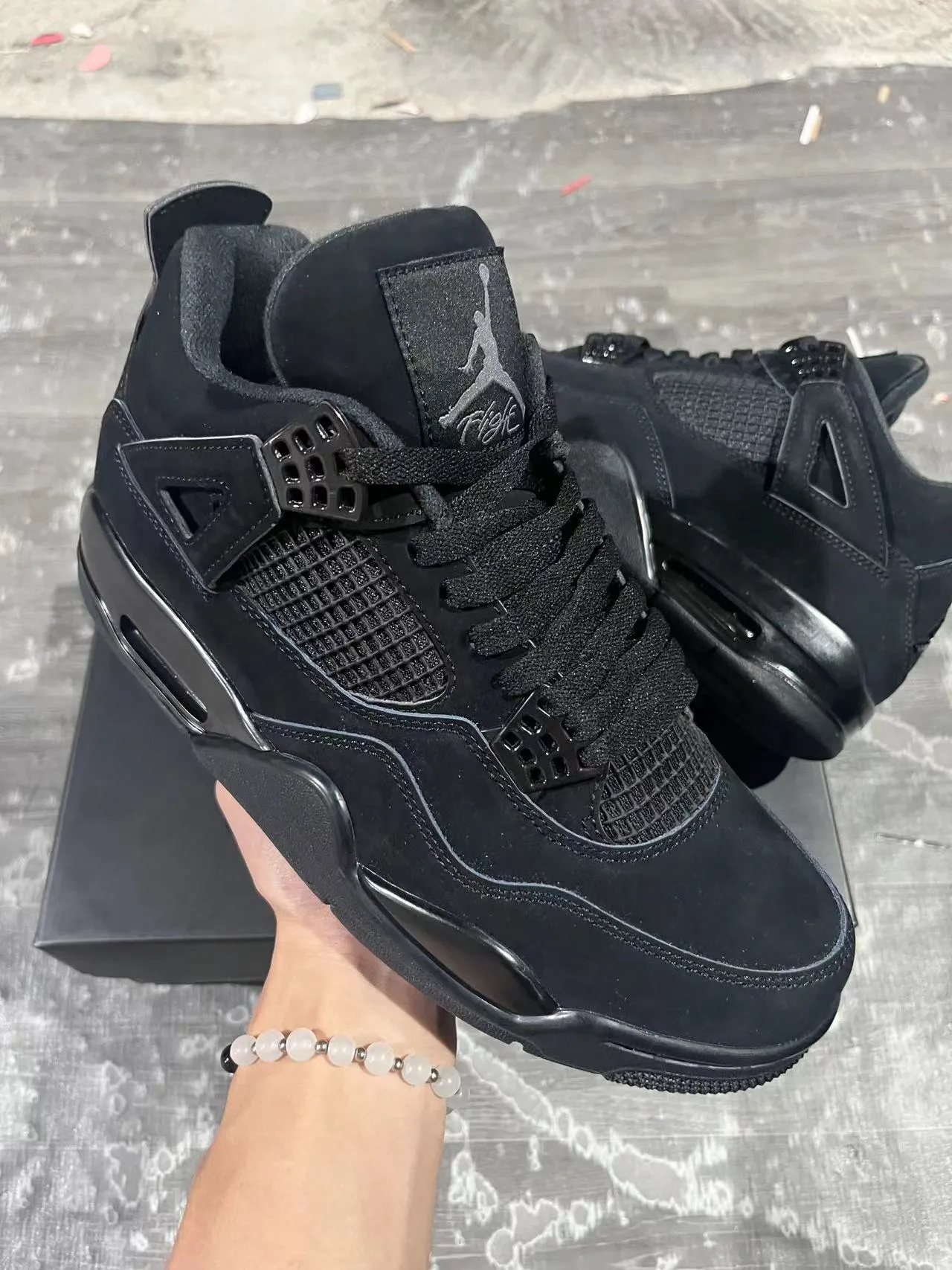 Air Jordan 4 Chaussures de Basketball Toutes Noires 2
