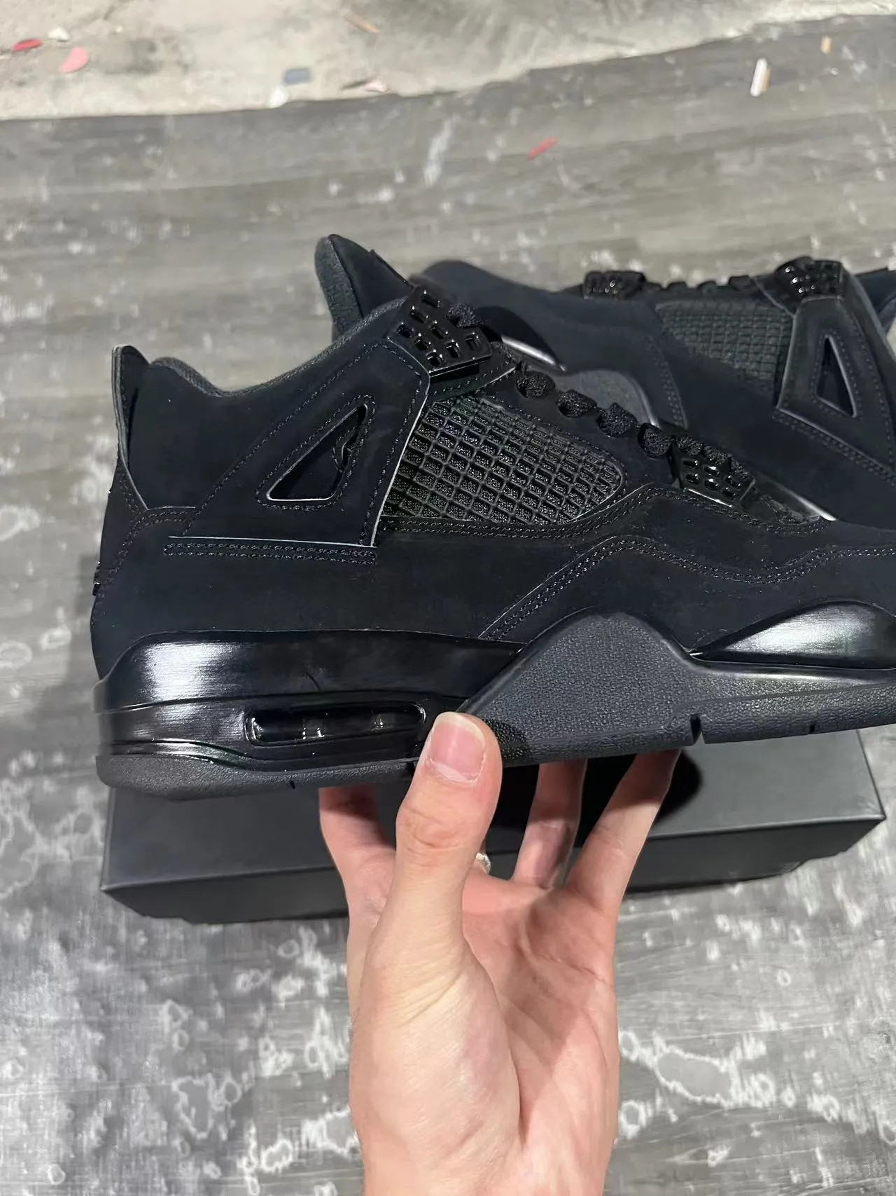 Air Jordan 4 Chaussures de Basketball Toutes Noires 6