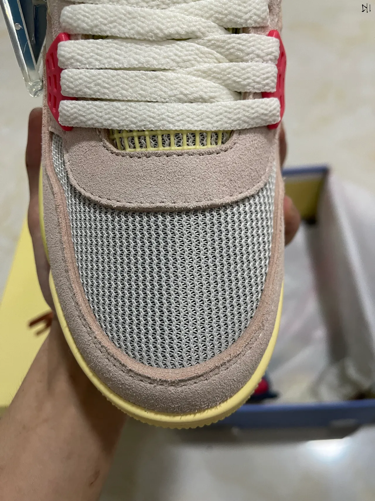 Air Jordan 4 Beige Yellow Red Blue Basketball Shoes 3