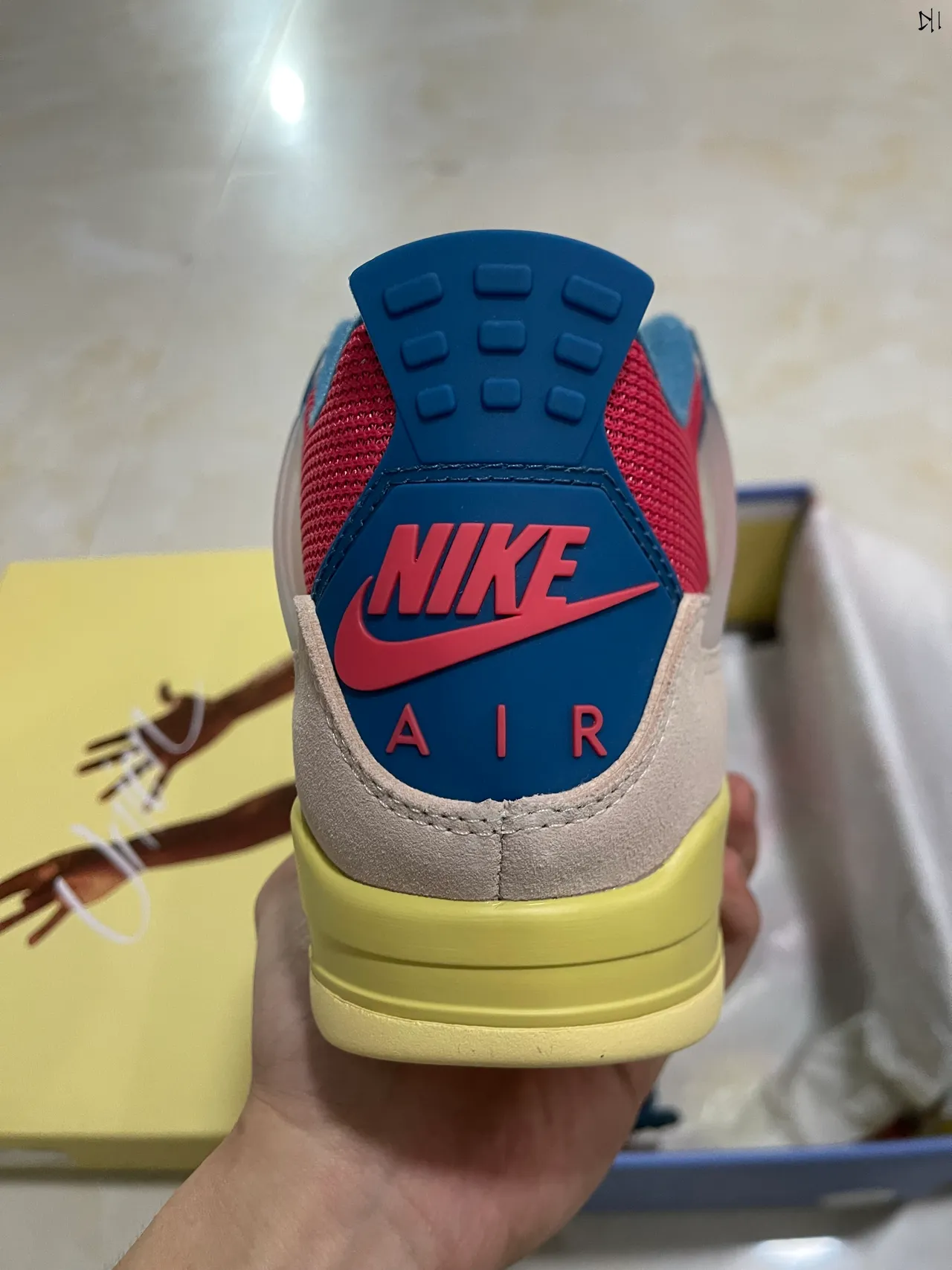 Air Jordan 4 Beige Yellow Red Blue Basketball Shoes 6