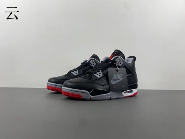 Air Jordan 4 काले ग्रे लाल बास्केटबॉल जूते 2