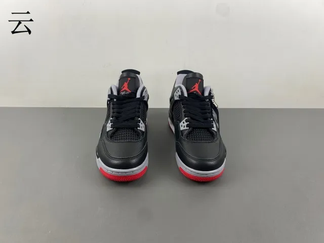 Air Jordan 4 काले ग्रे लाल बास्केटबॉल जूते 3