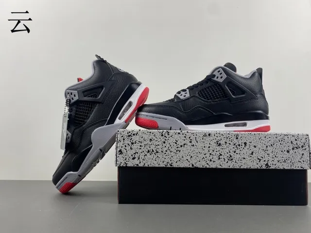 Air Jordan 4 काले ग्रे लाल बास्केटबॉल जूते 12