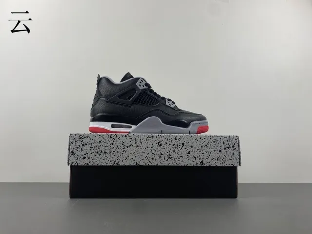 Air Jordan 4 काले ग्रे लाल बास्केटबॉल जूते 13