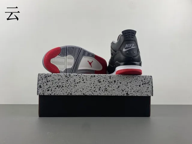 Air Jordan 4 काले ग्रे लाल बास्केटबॉल जूते 14