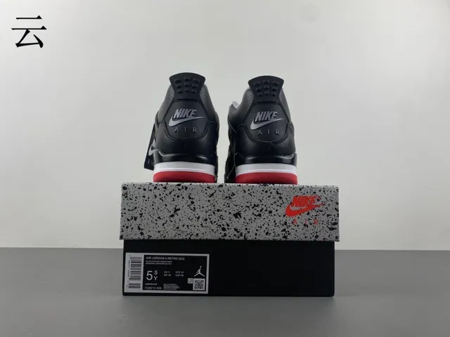 Air Jordan 4 काले ग्रे लाल बास्केटबॉल जूते 15