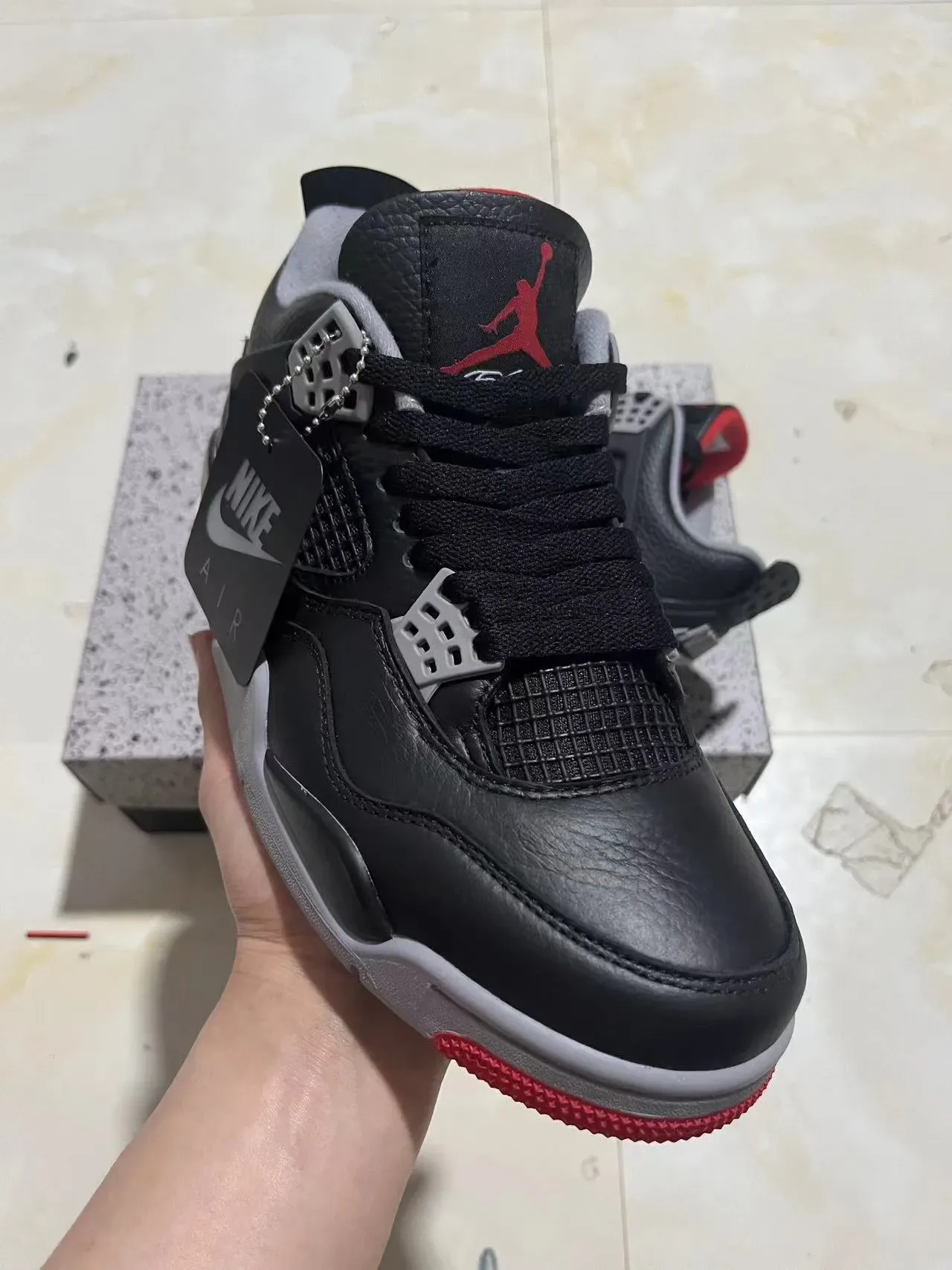 Air Jordan 4 أسود أحمر رمادي أحذية كرة السلة 2