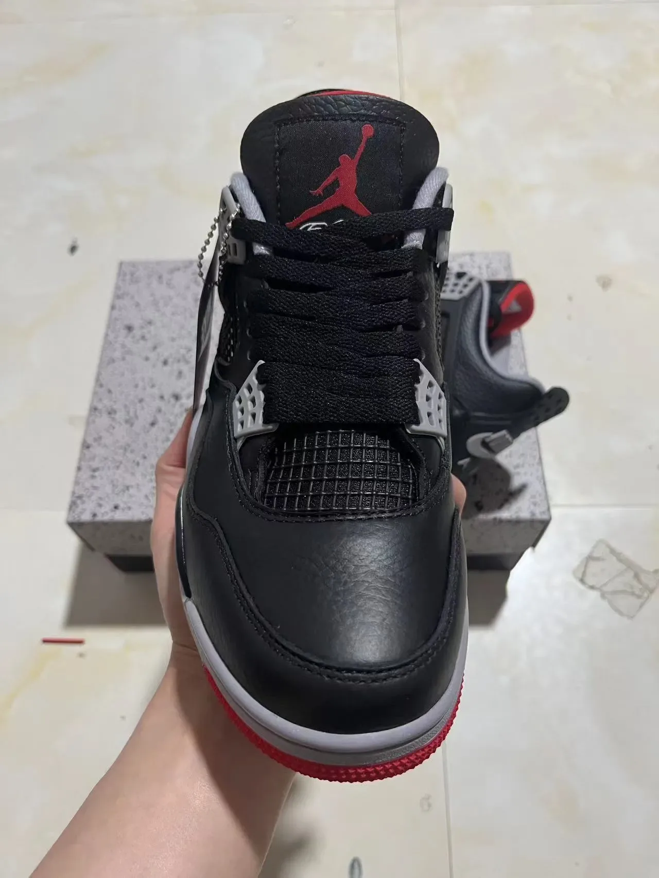 Air Jordan 4 أسود أحمر رمادي أحذية كرة السلة 3