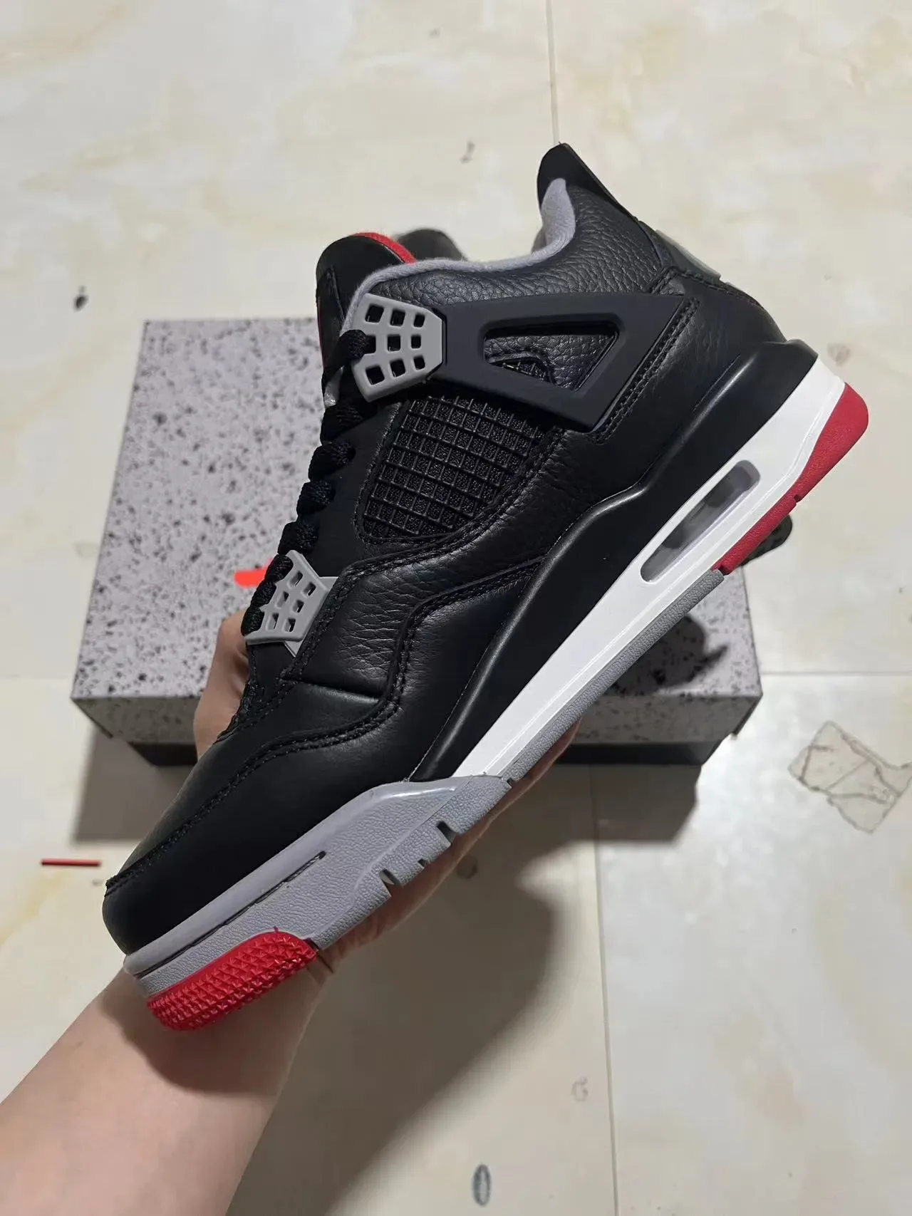 Air Jordan 4 أسود أحمر رمادي أحذية كرة السلة 5