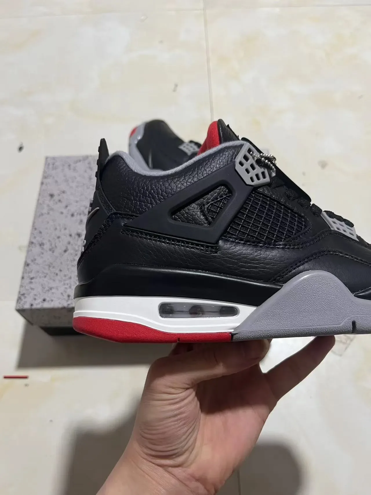 Air Jordan 4 أسود أحمر رمادي أحذية كرة السلة 7