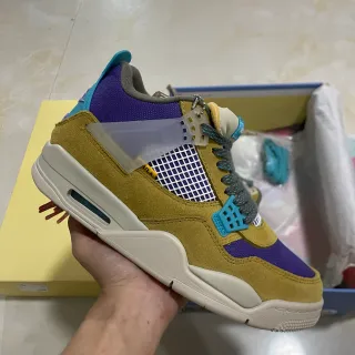 Air Jordan 4 Mostaza Amarilla Púrpura Turquesa Zapatillas de Baloncesto