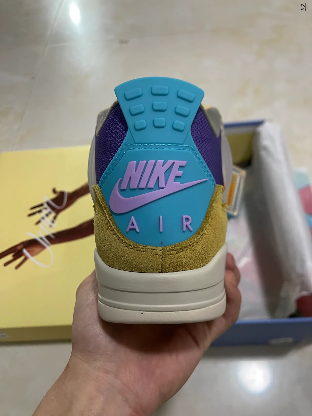 Air Jordan 4 Mostaza Amarilla Púrpura Turquesa Zapatillas de Baloncesto 6