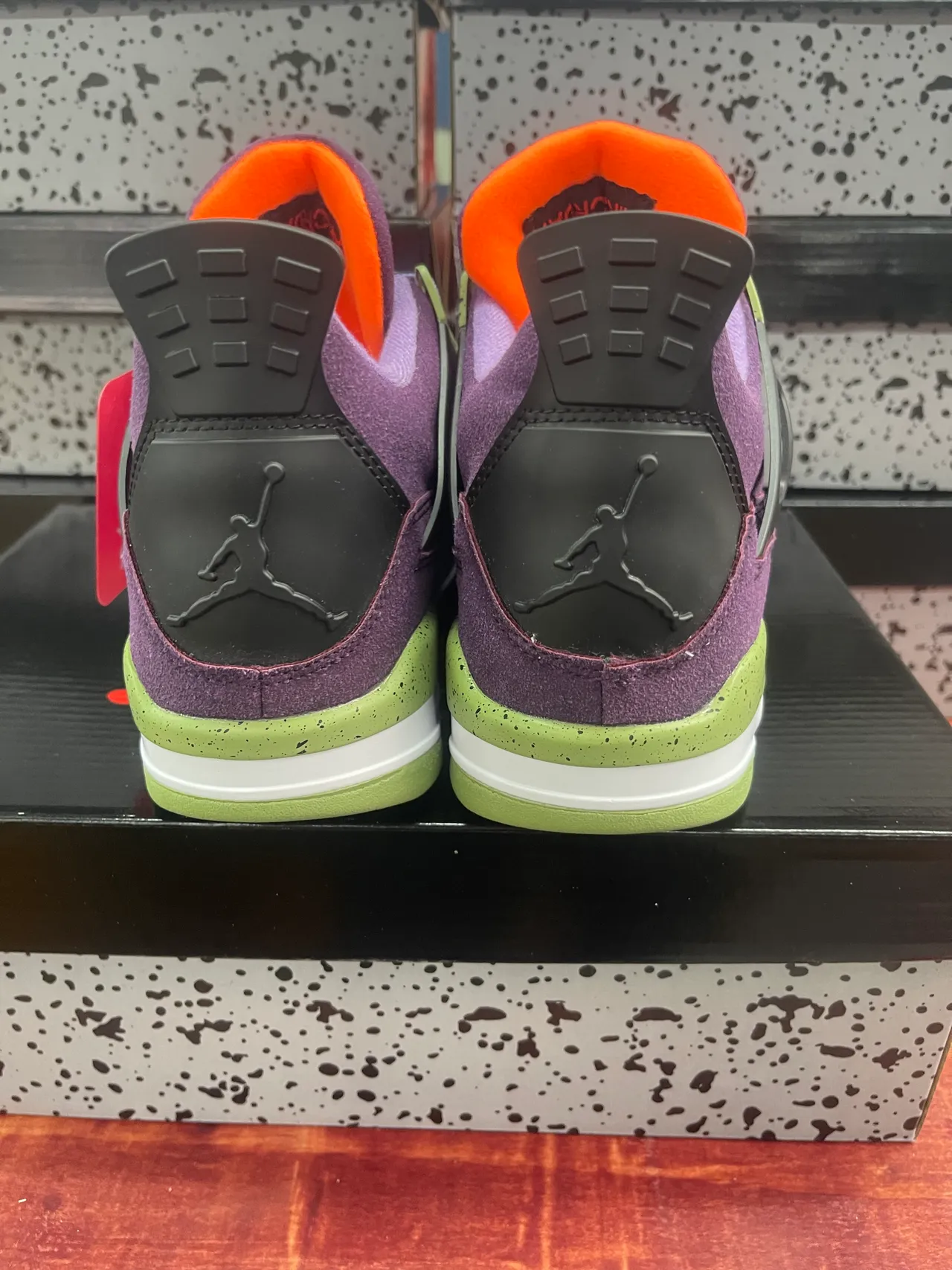Air Jordan 4 Purple Lime Speckle Basketball Shoes 2