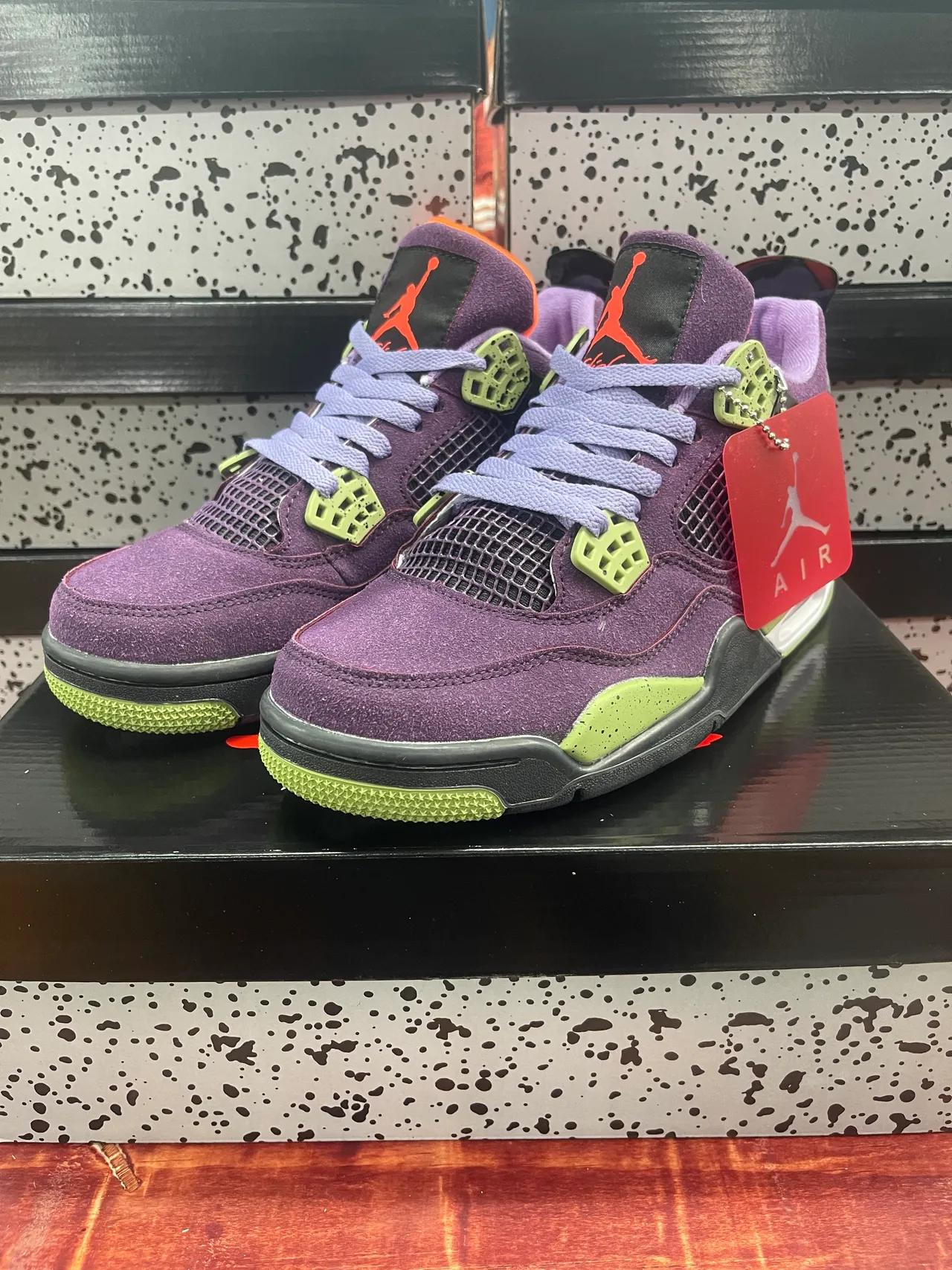 Air Jordan 4 Purple Lime Speckle Basketball Shoes 4