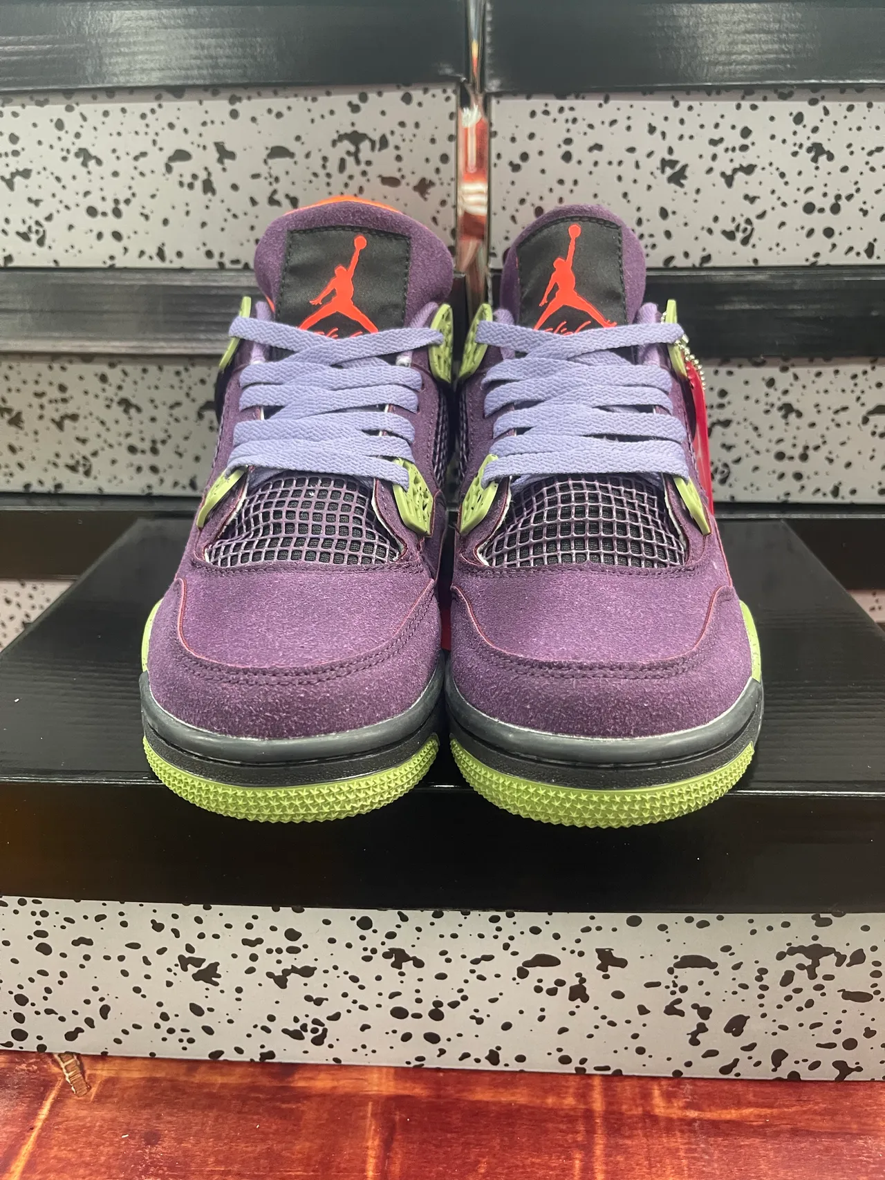 Air Jordan 4 Purple Lime Speckle Basketball Shoes 6