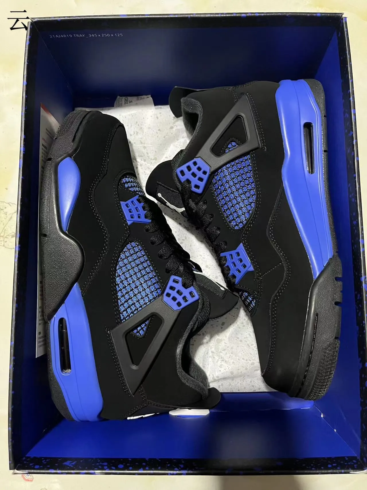 Tênis de basquete Air Jordan 4 Retro preto e azul-royal 11