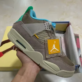 Tênis de basquete Air Jordan 4 Union Los Angeles taupe verde azul
