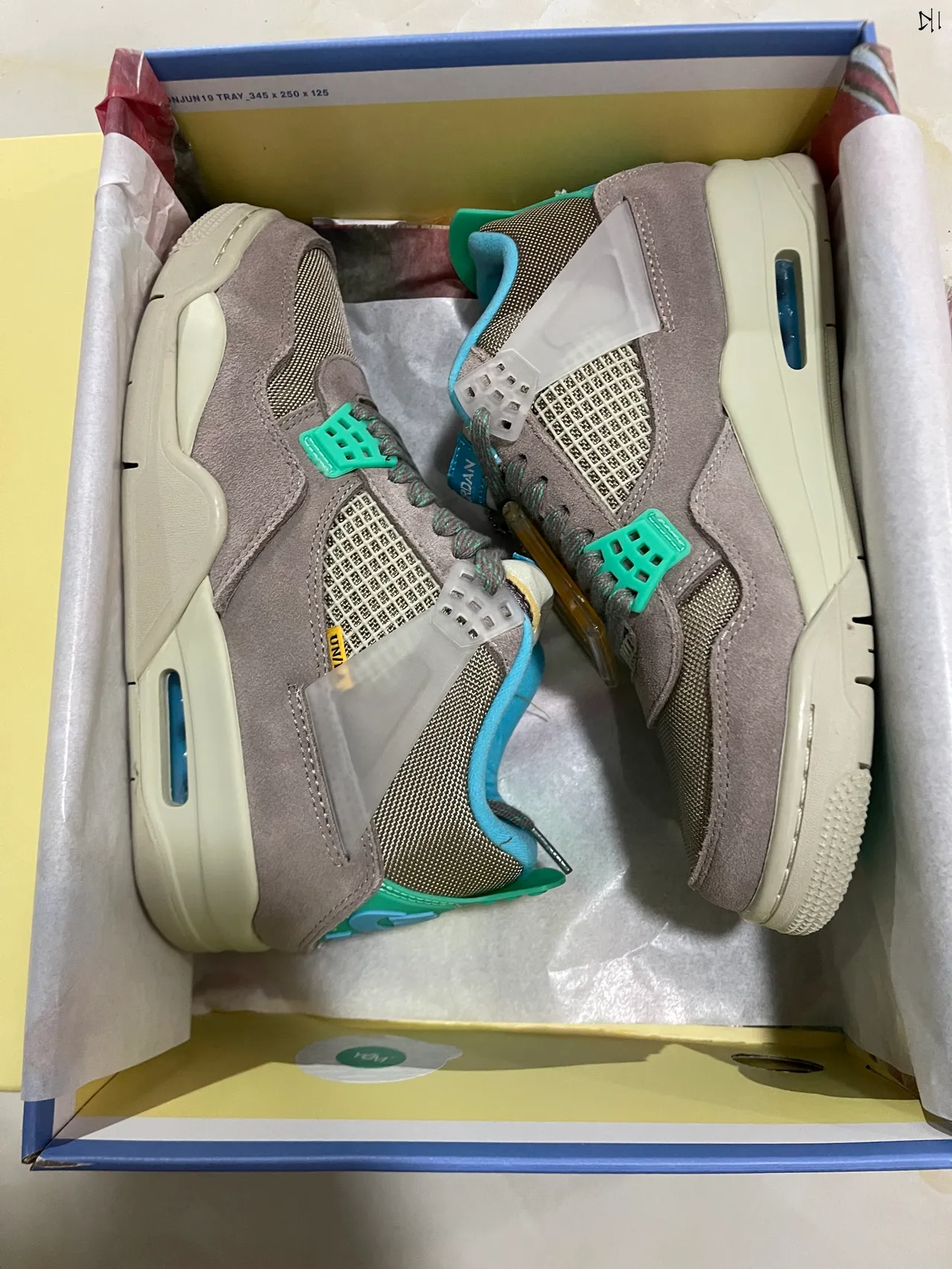 حذاء كرة السلة Air Jordan 4 Union Los Angeles رمادي داكن وأخضر وأزرق 7