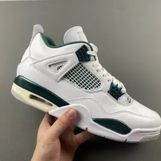 Zapatillas de baloncesto Air Jordan 4 blanco y verde azulado oscuro