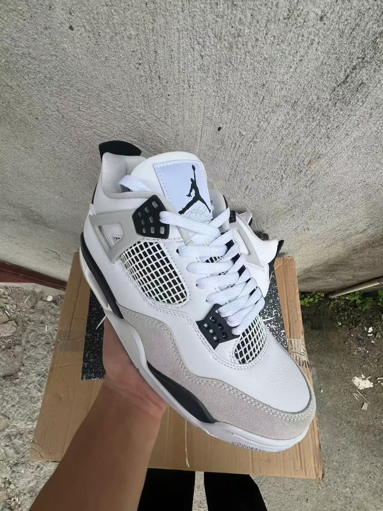 Air Jordan 4 Blanc Noir Beige Chaussures de Basketball 2