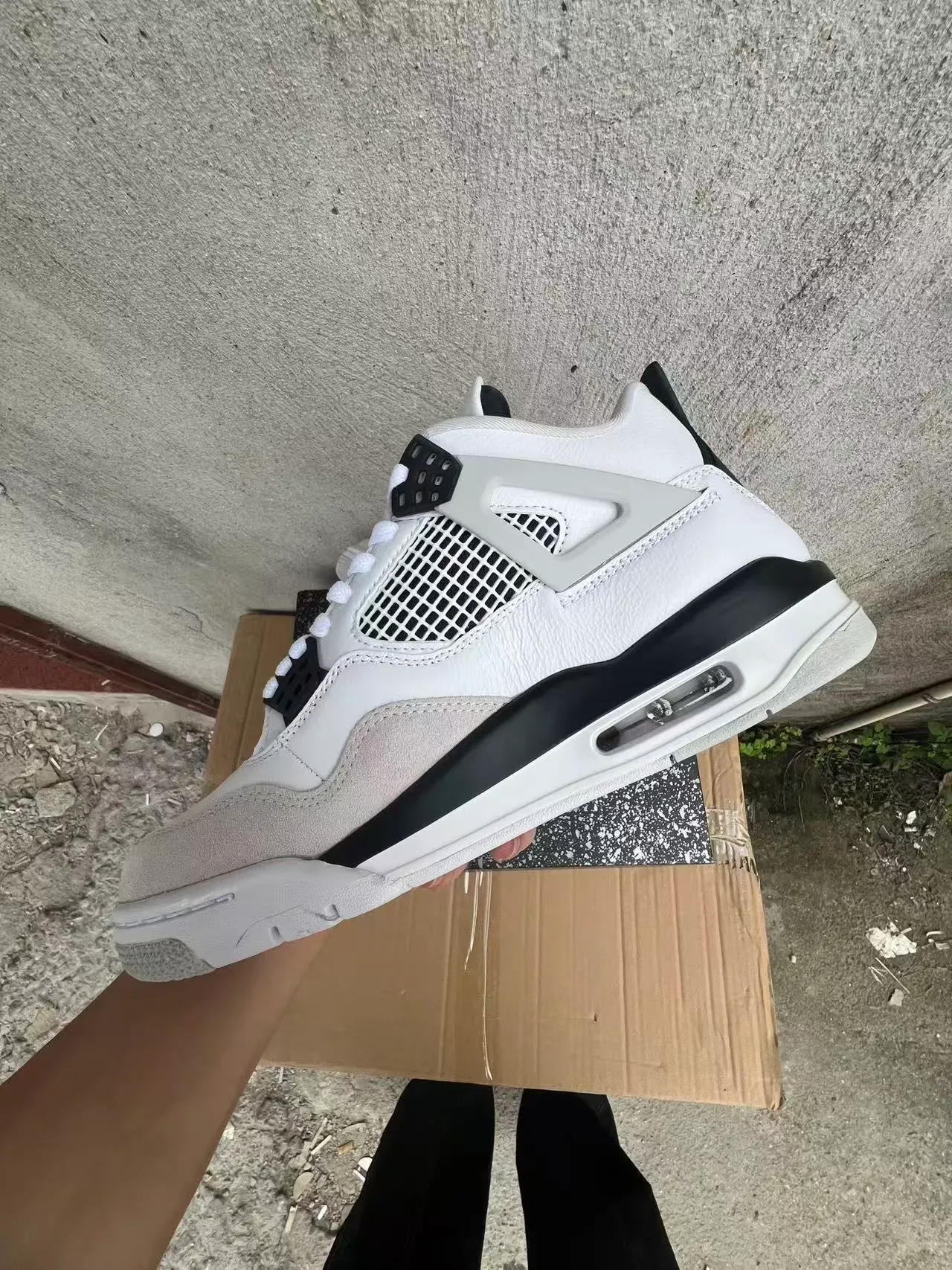 Air Jordan 4 Blanc Noir Beige Chaussures de Basketball 5