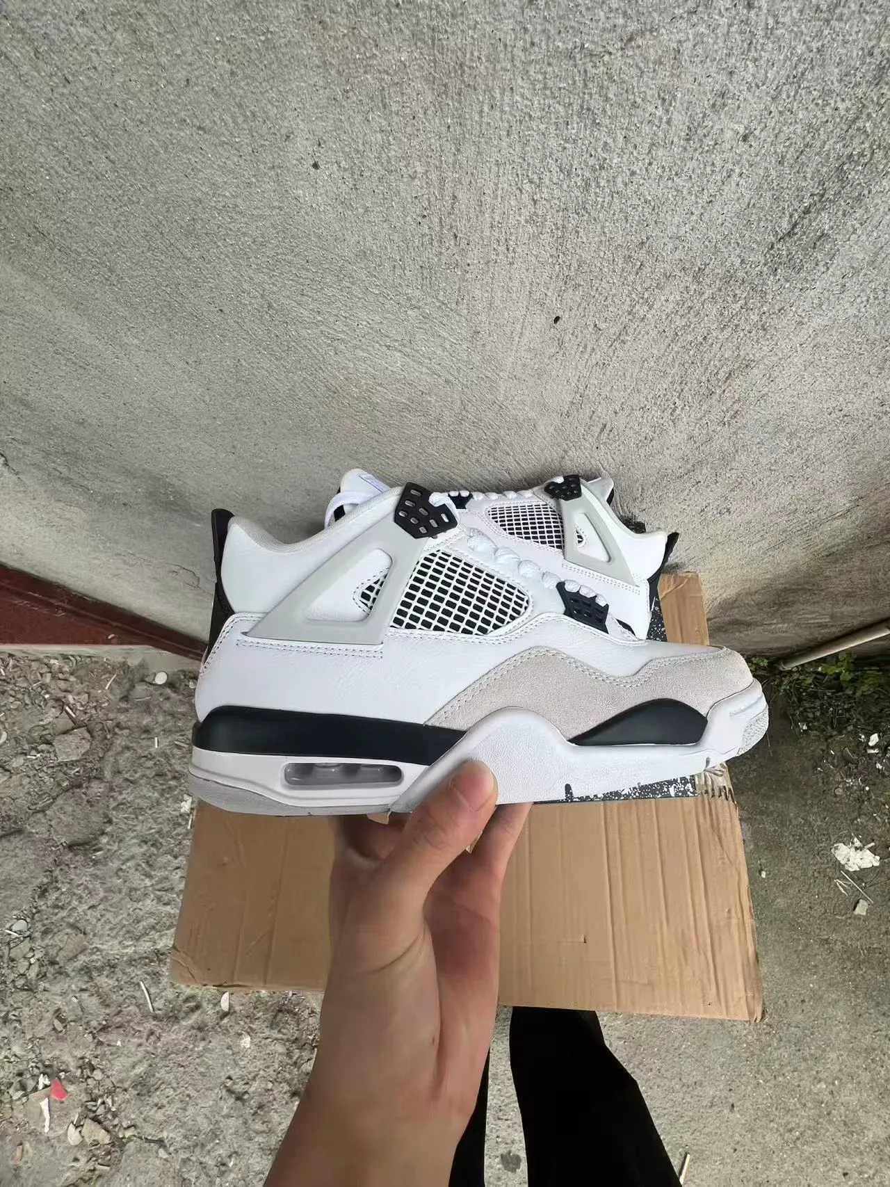 Air Jordan 4 Blanc Noir Beige Chaussures de Basketball 7
