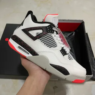Zapatillas de baloncesto Air Jordan 4 blanco negro rojo craquelado