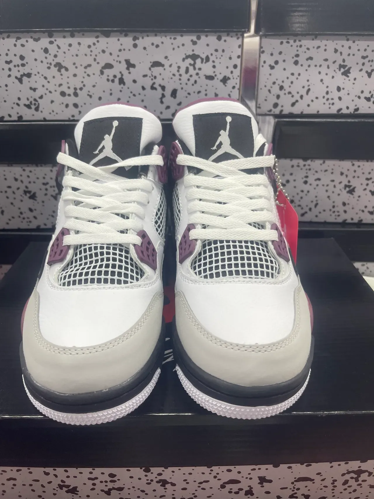 Air Jordan 4 সাদা বার্গান্ডি কালো বাস্কেটবল জুতো 4