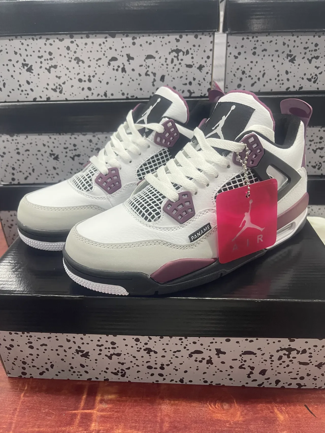 Air Jordan 4 সাদা বার্গান্ডি কালো বাস্কেটবল জুতো 6
