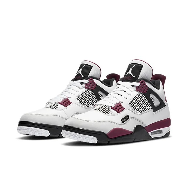 Air Jordan 4 White Burgundy Black Basketball Shoes 3
