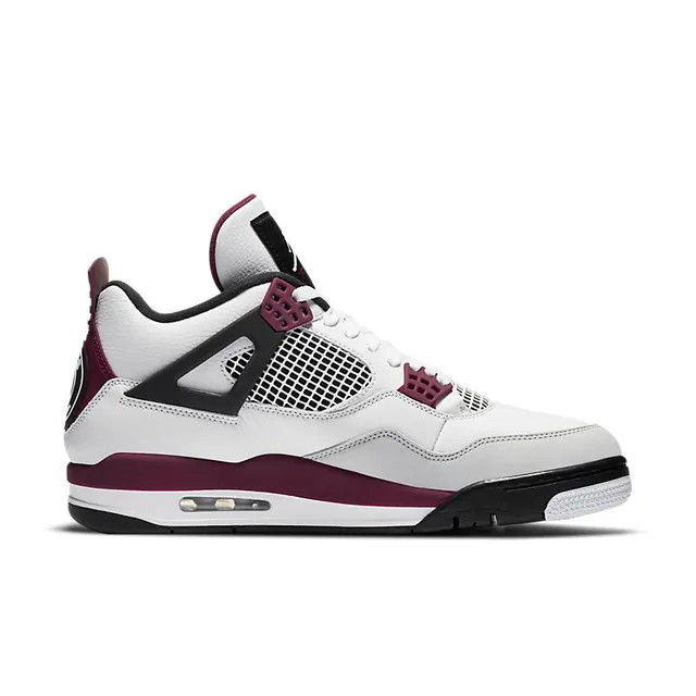 Air Jordan 4 White Burgundy Black Basketball Shoes 5