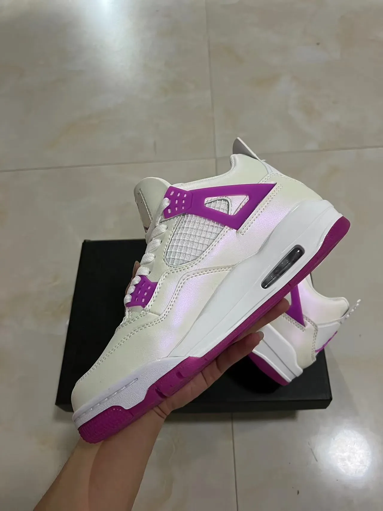 Air Jordan 4 সাদা বেগুনি বাস্কেটবল জুতো 5