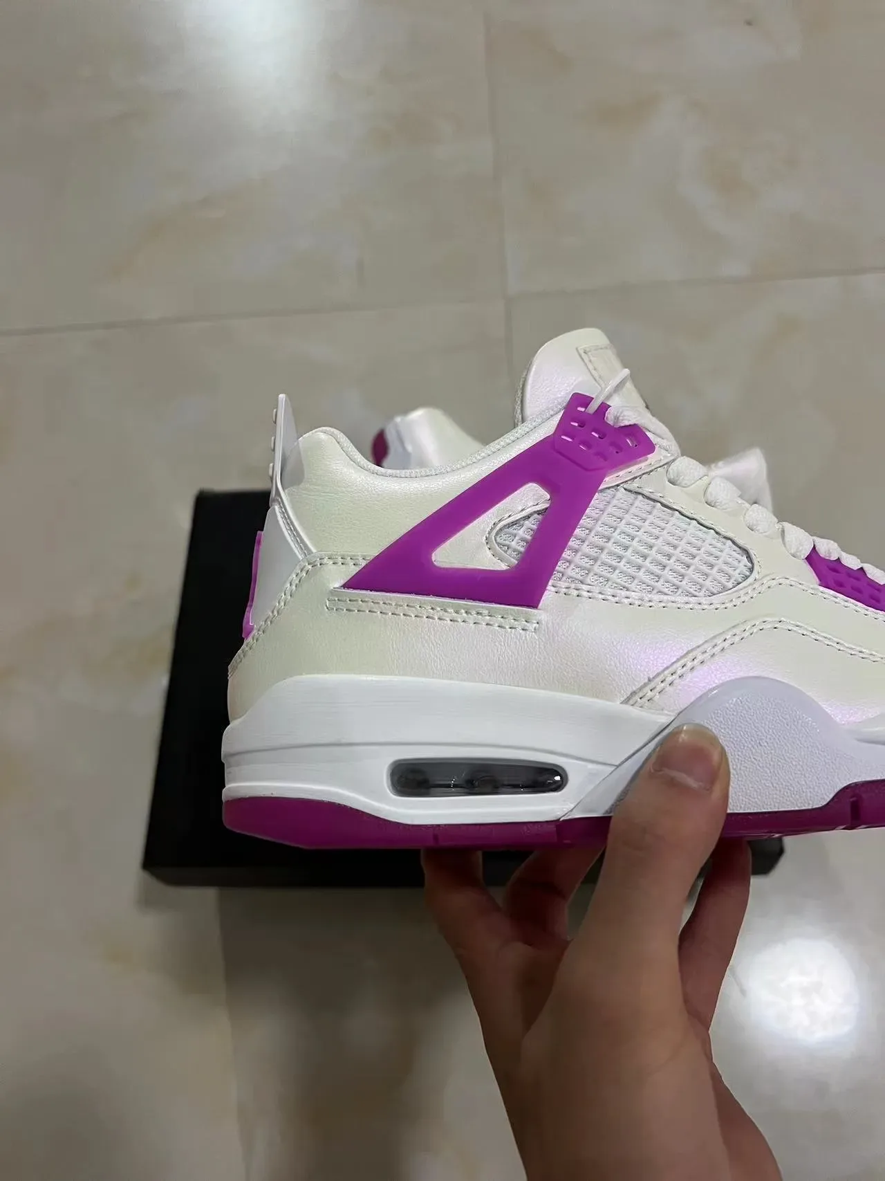 Air Jordan 4 সাদা বেগুনি বাস্কেটবল জুতো 7