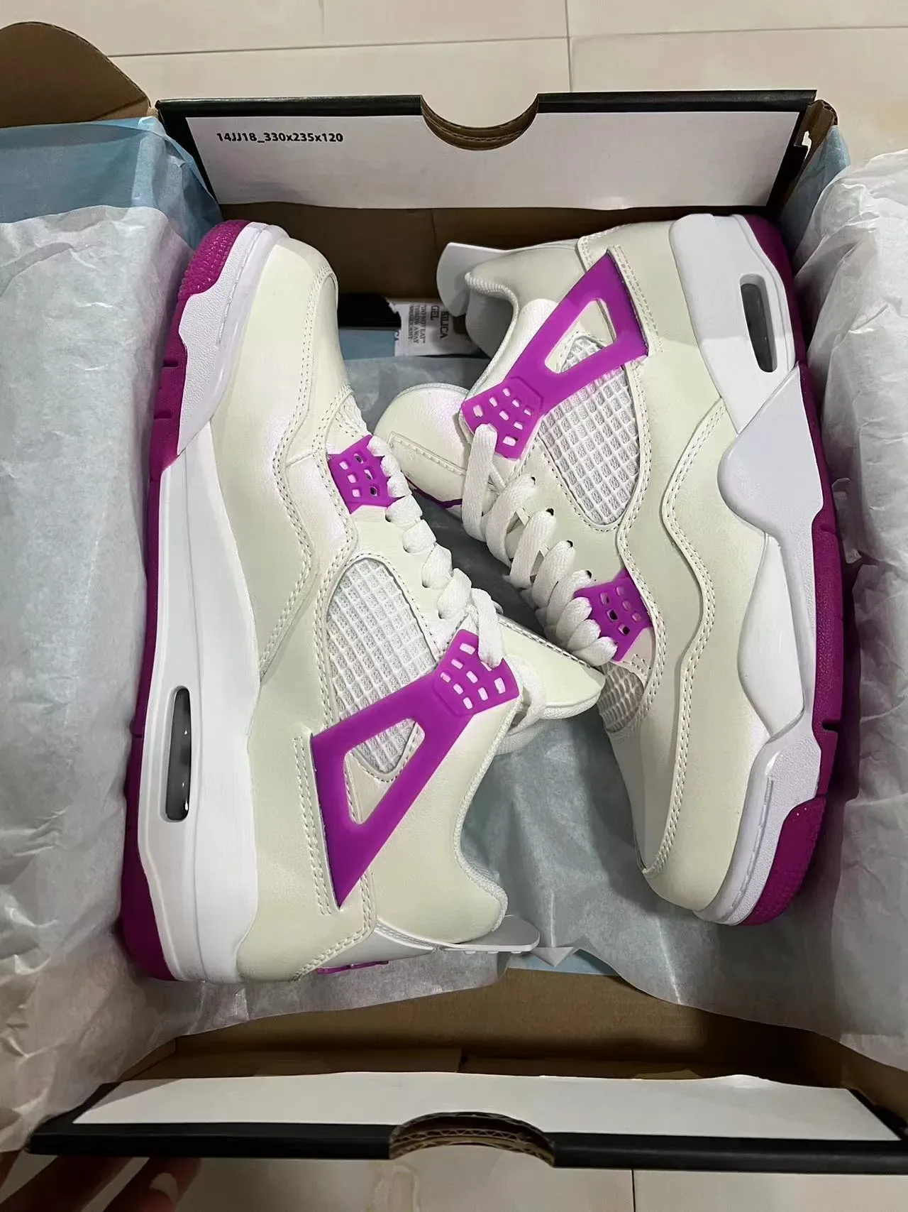 Air Jordan 4 সাদা বেগুনি বাস্কেটবল জুতো 9