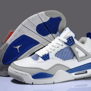 Zapatillas de baloncesto Air Jordan 4 blanco azul real gris