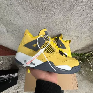 Tênis de basquete Air Jordan 4 amarelo cinza branco