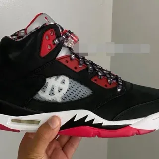 Tênis de basquete Air Jordan 5 preto vermelho branco
