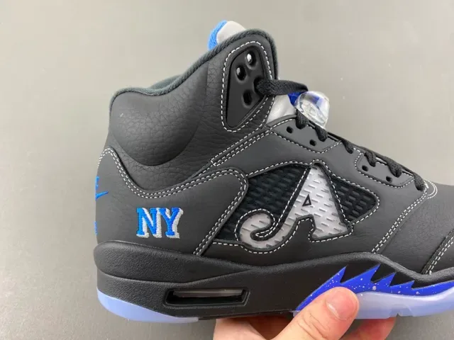 Air Jordan 5 Black Royal Blue NY Basketball Shoes 3