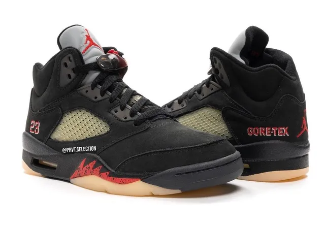 حذاء كرة السلة Air Jordan 5 GORE-TEX أسود وأحمر 2