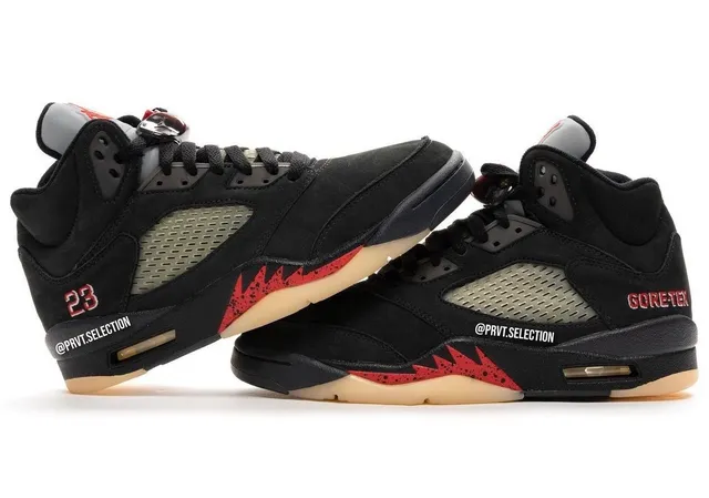 حذاء كرة السلة Air Jordan 5 GORE-TEX أسود وأحمر 3