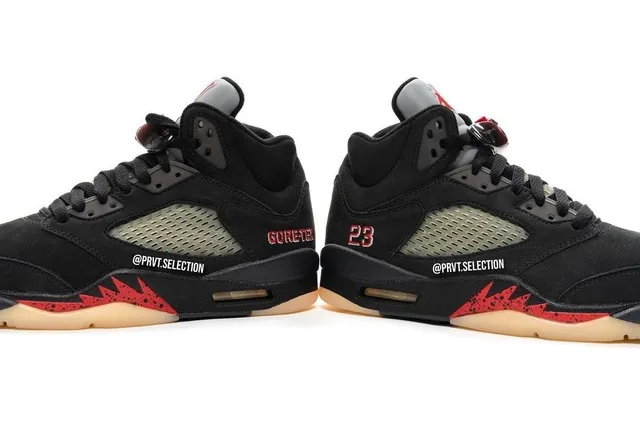 حذاء كرة السلة Air Jordan 5 GORE-TEX أسود وأحمر 4