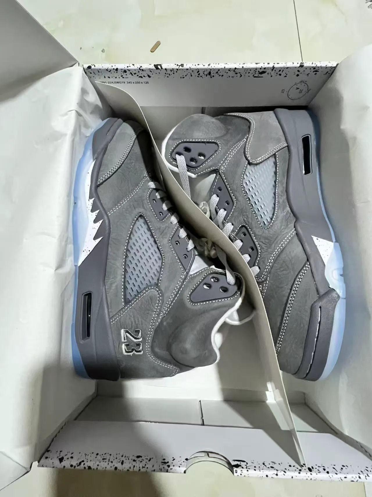 Air Jordan 5 رمادي أبيض أزرق أحذية كرة سلة 9