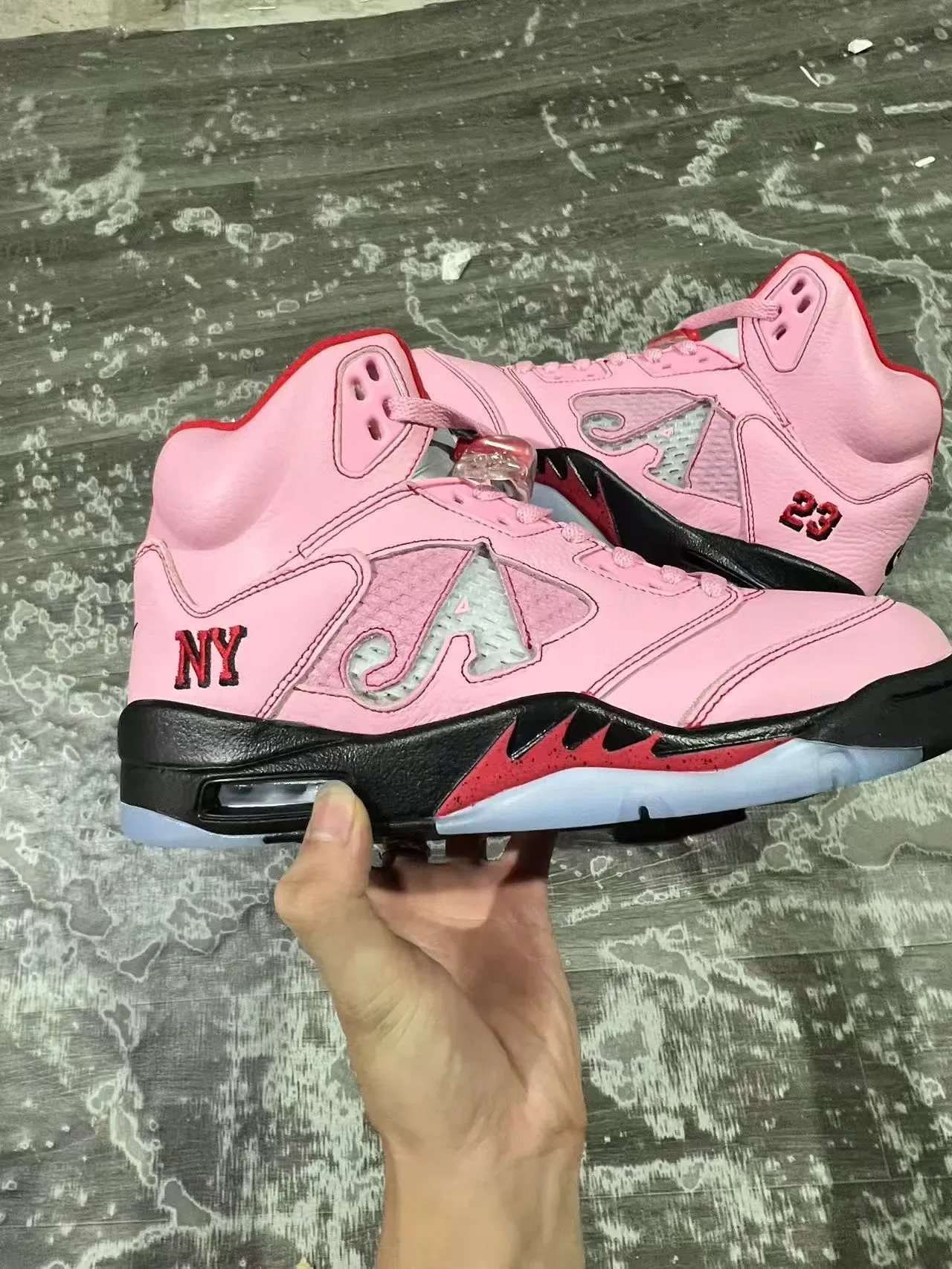 Air Jordan 5 Rose Noir Rouge NY 23 Chaussures de Basketball 7
