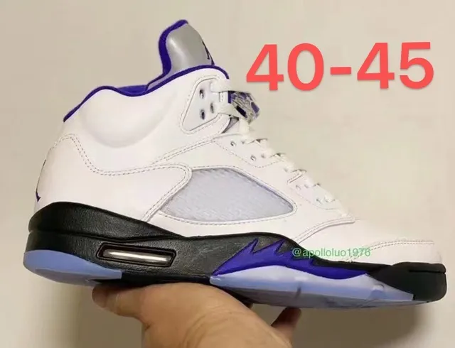 Chaussures de basketball Air Jordan 5 blanc noir flamme violette 3